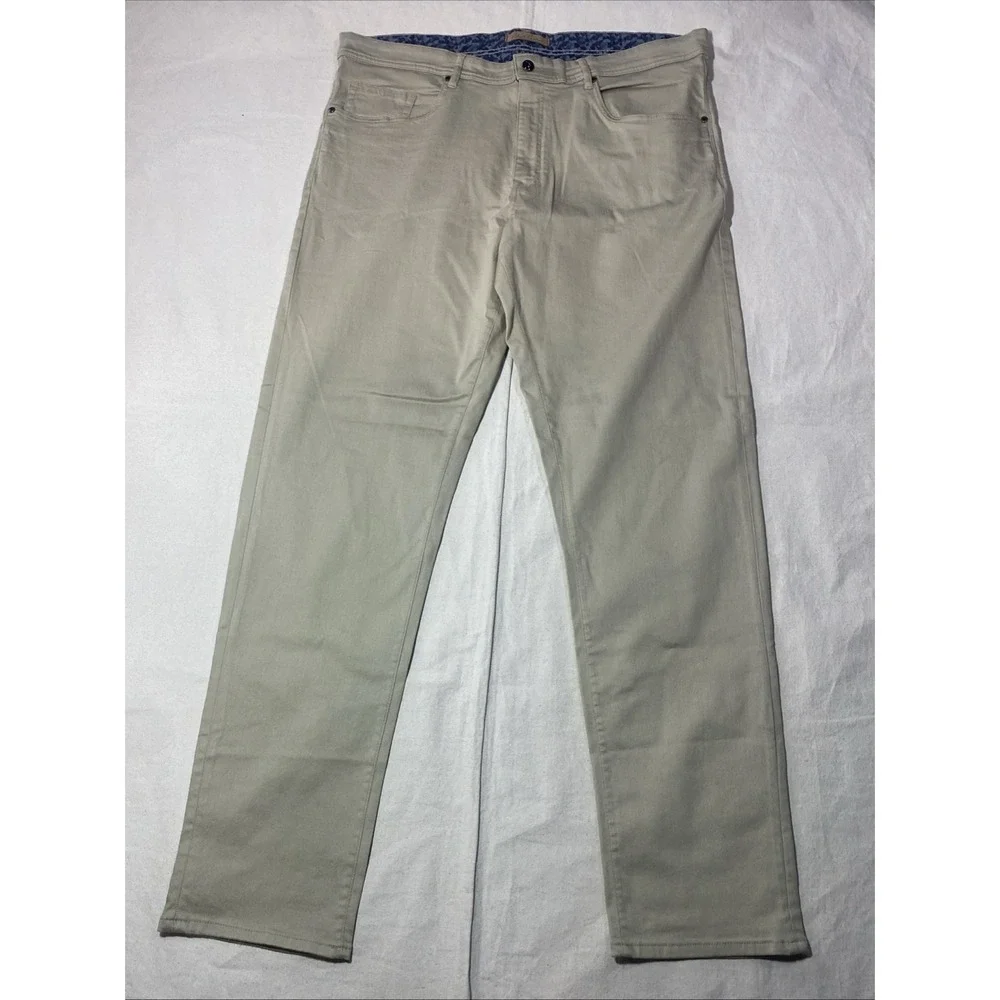 Robert Graham Men's Chino Pants Straight Leg Cotton 40x34 Khaki Tan